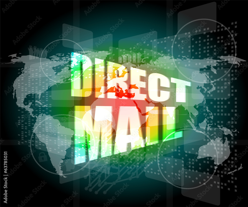 direct mail word on digital touch screen