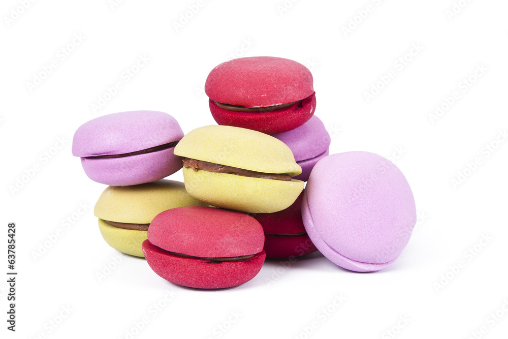 macarons stacked up isolated on white background macarons stacked up isolated on white background