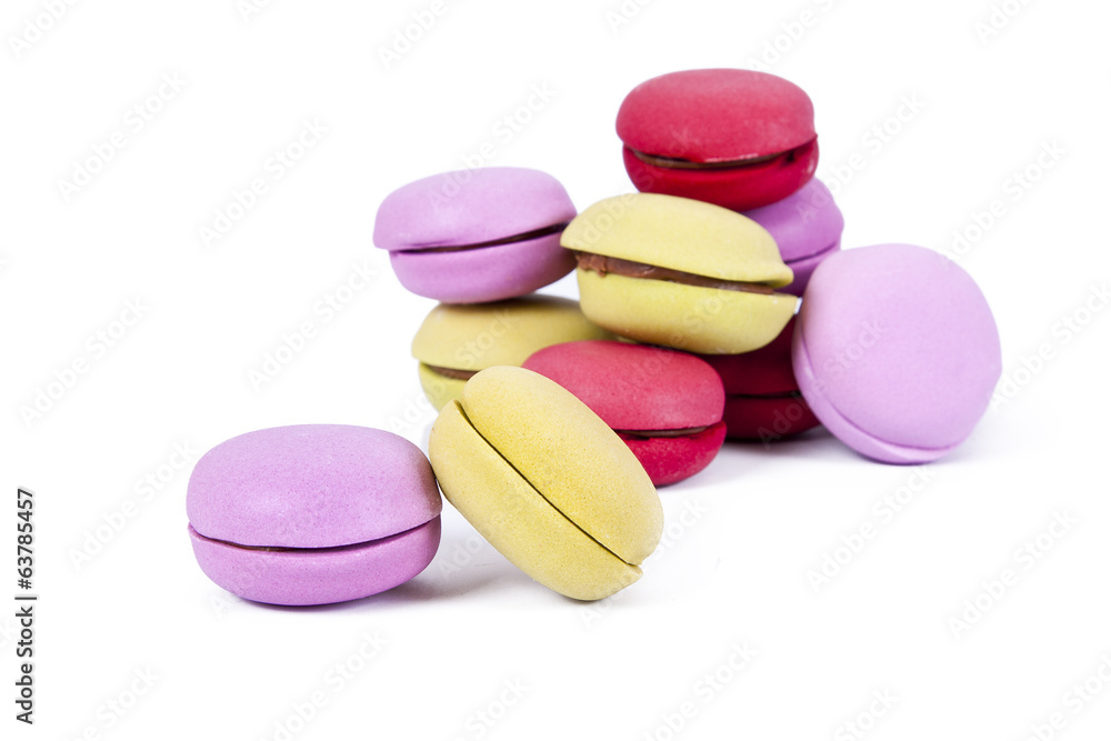 macarons stacked up isolated on white background macarons stacked up isolated on white background