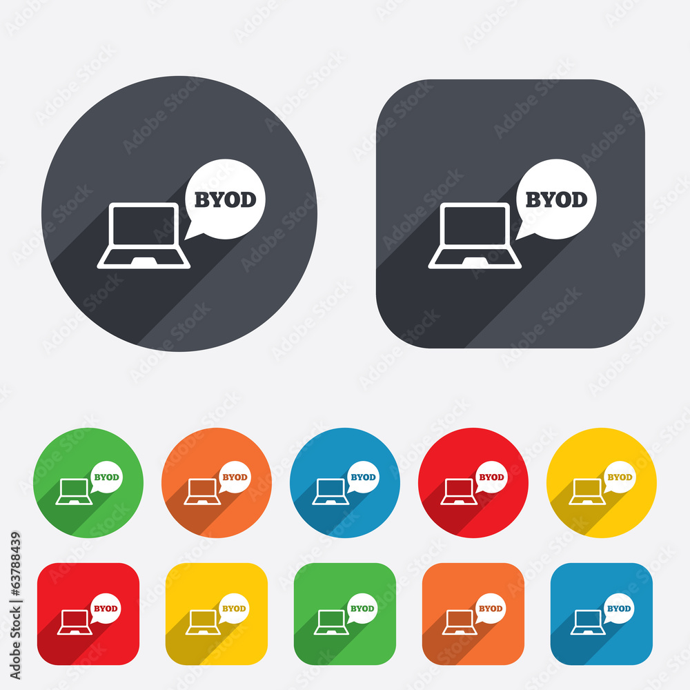 BYOD sign icon. Bring your own device symbol. BYOD sign icon. Bring your own device symbol.