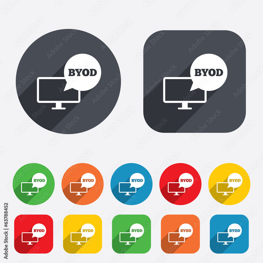 BYOD sign icon. Bring your own device symbol. BYOD sign icon. Bring your own device symbol.