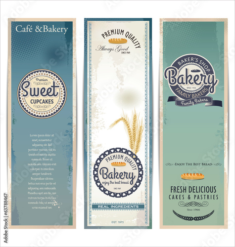 Bakery retro banner, set