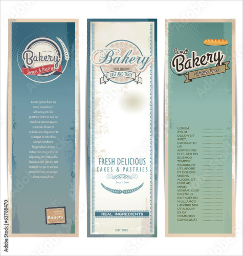 Bakery retro banner, set