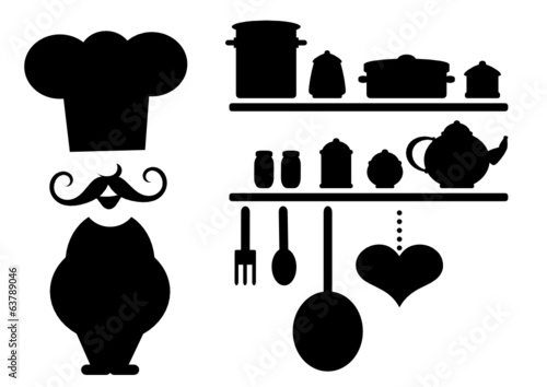 chef with kitchen elements