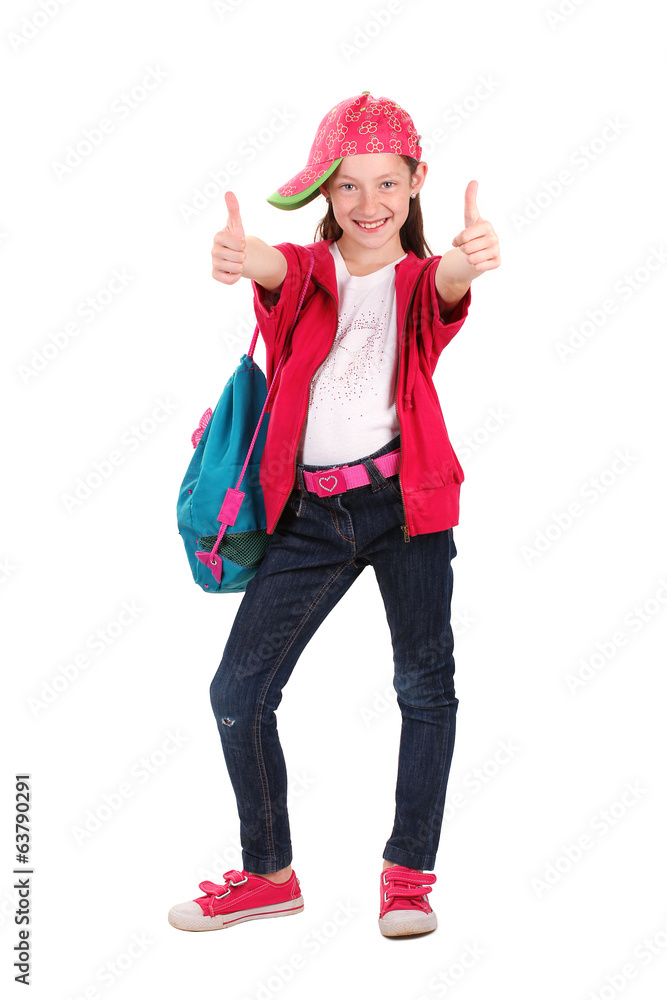 beautiful little girl in sport clothes isolated on white beautiful little girl in sport clothes isolated on white