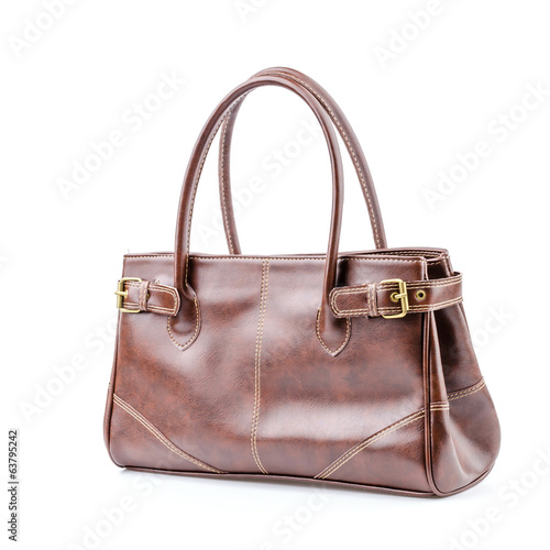 Woman leather bag isolated white background