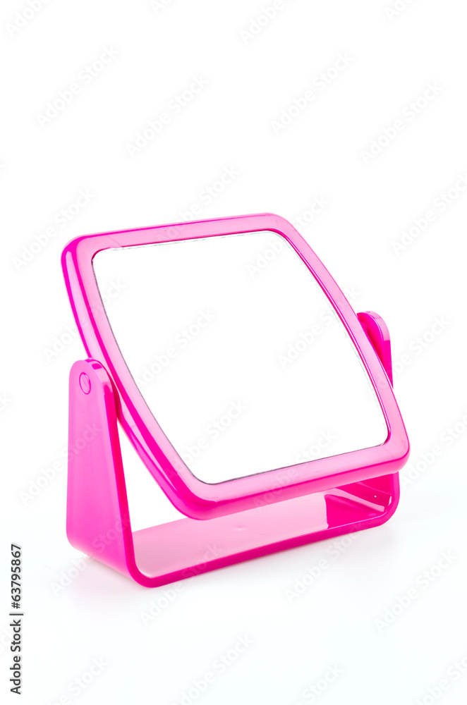 Table pink mirror isolated white background Table pink mirror isolated white background