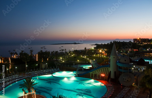 Night hotel pool