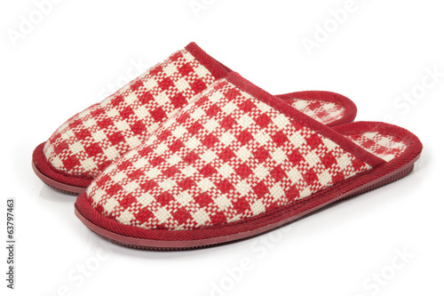Plaid Room Shoes isolated on white background