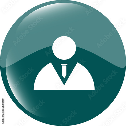 icon button with businessman inside, isolated on white