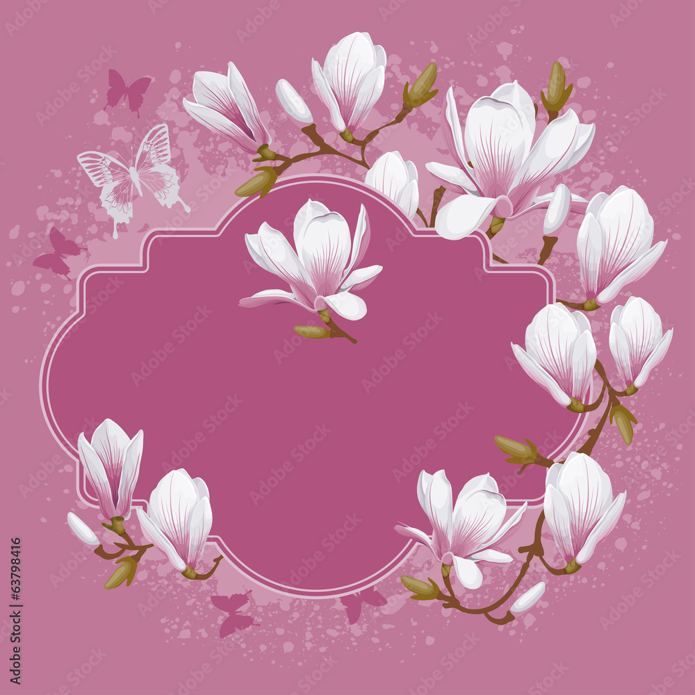 Vintage card with magnolia