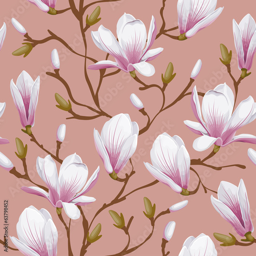 Floral seamless pattern - magnolia
