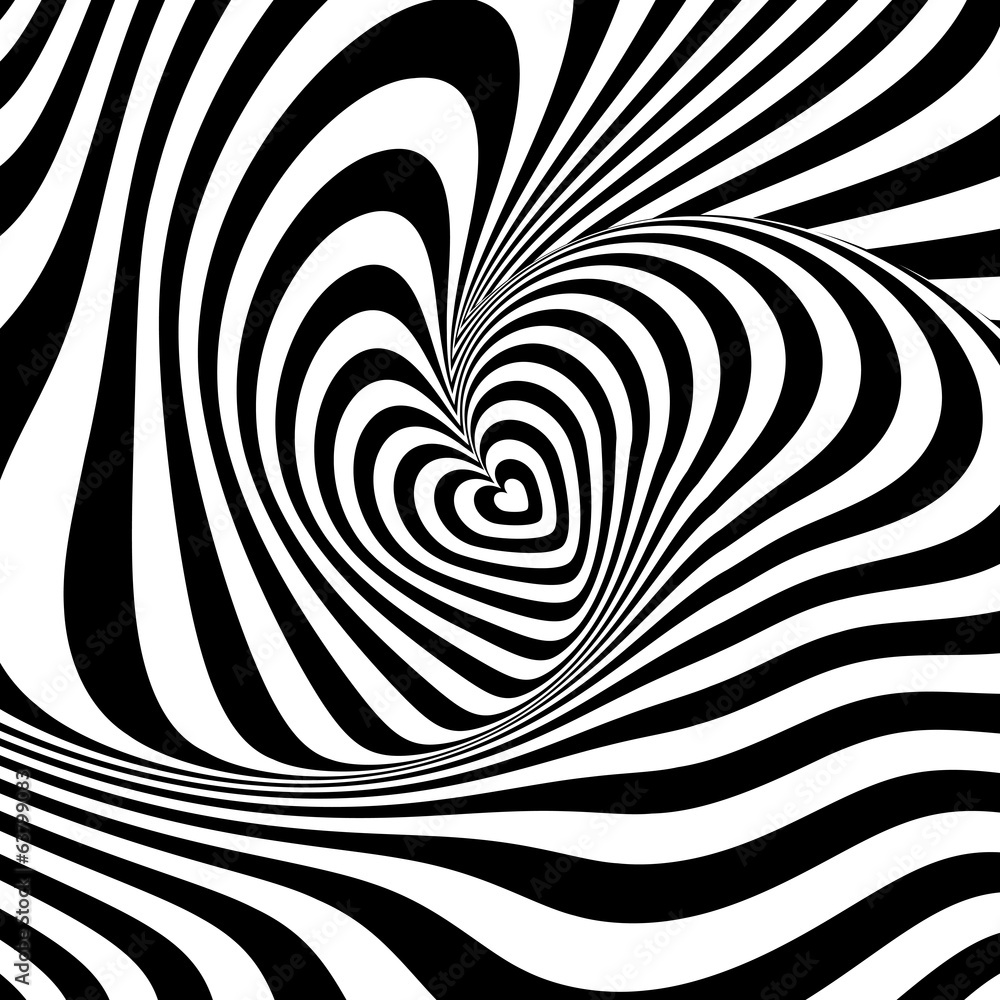 Design heart vortex rotation illusion background Design heart vortex rotation illusion background