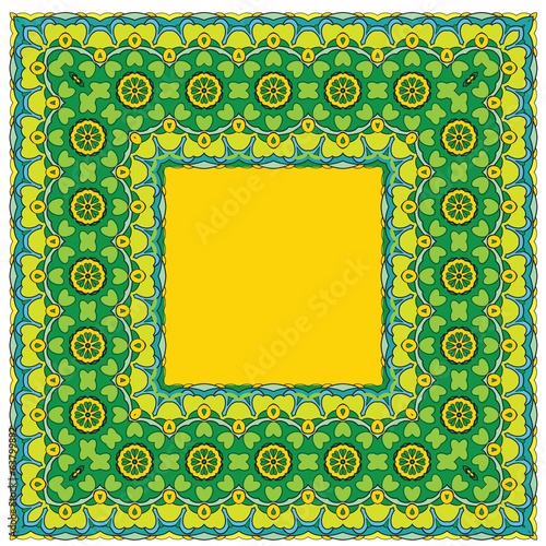 Squared background - ornamental floral pattern. Design for banda