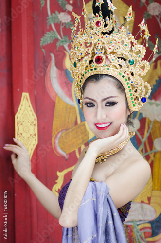 Thai women in Thailand national costume photo