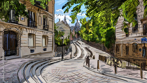 Street in paris - illustration #63801490