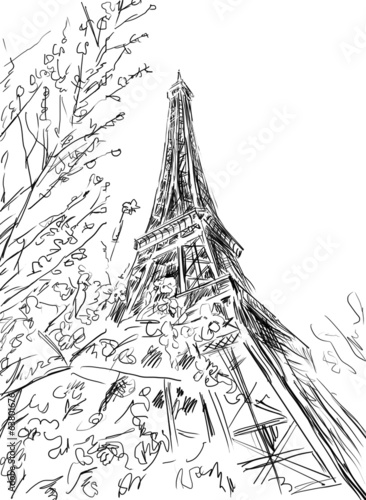 Street in Paris - sketch  illustration #63801676