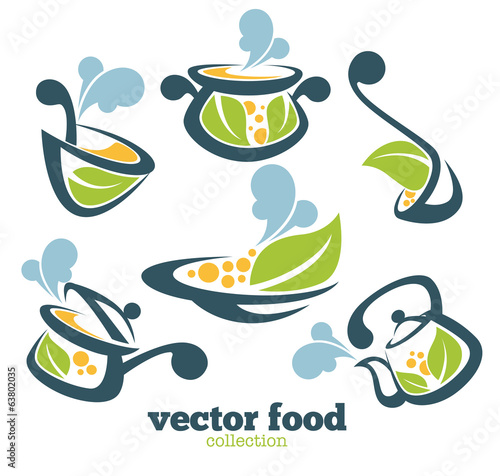 organic vector collection of cooking equipment and food symbols