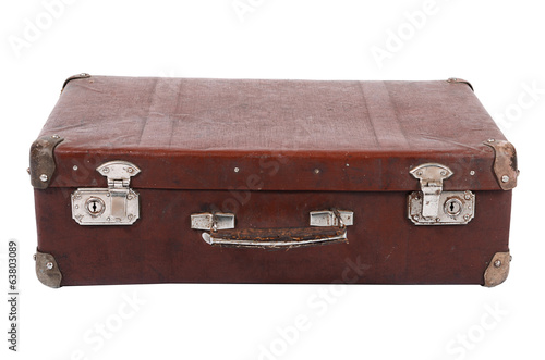 Old suitcase isolated on white background