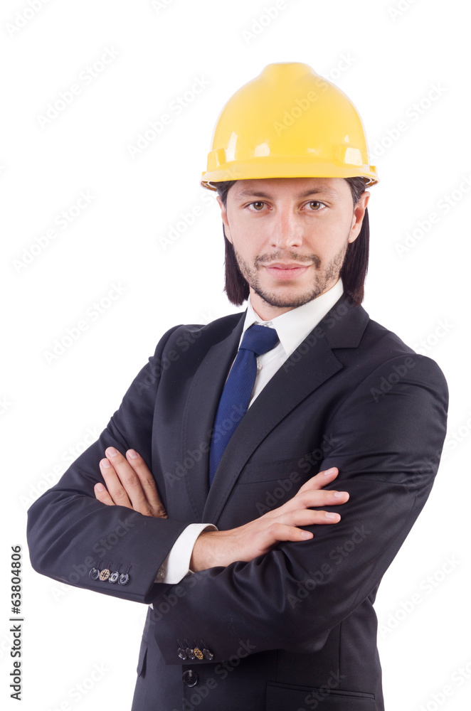 Businessman-builder isolated on white Businessman-builder isolated on white