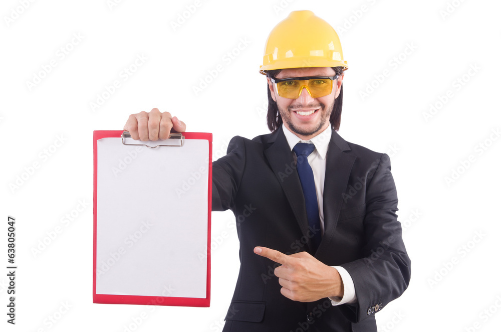 Businessman -builder with binder isolated on white Businessman -builder with binder isolated on white