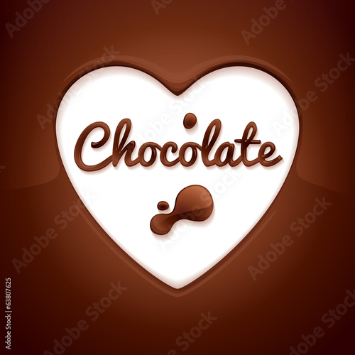 Heart space surrounded with melted chocolate - sweet background.