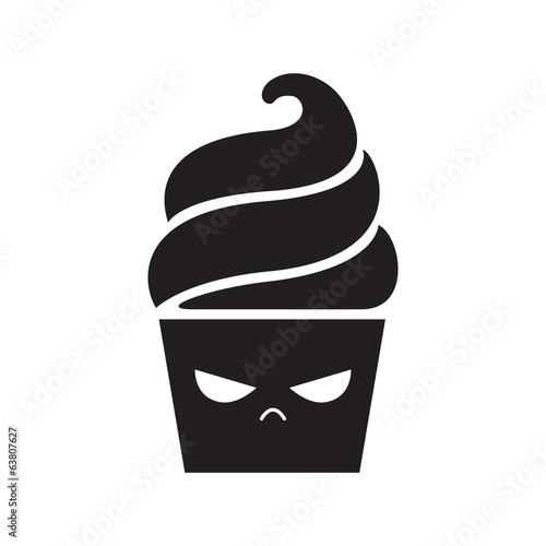 Evil cupcake ironic icon.