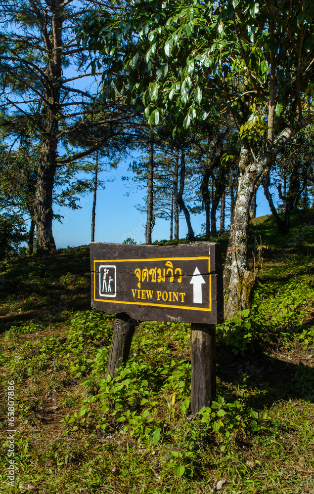 wood view point sign