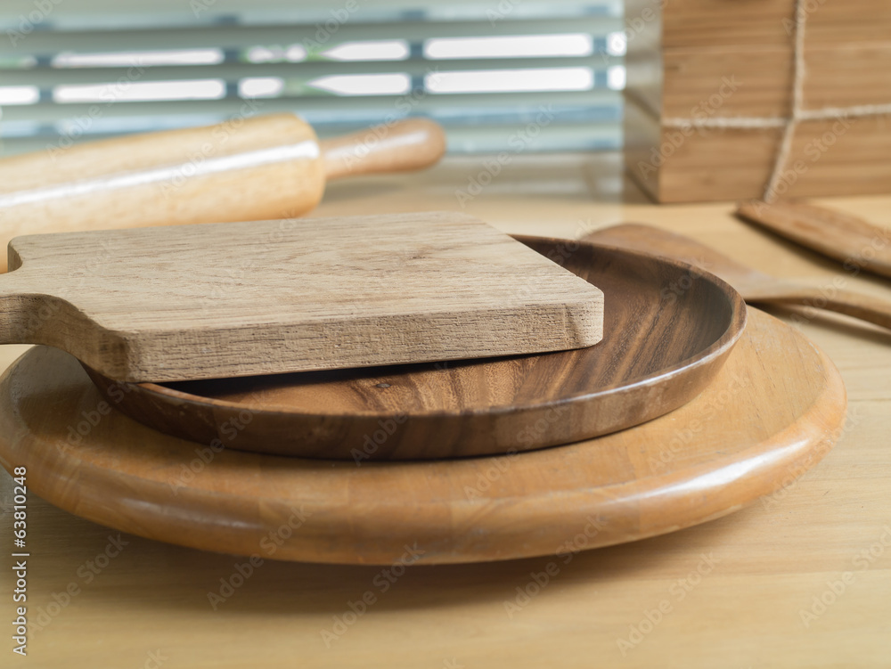 Chopping board and baking utensils