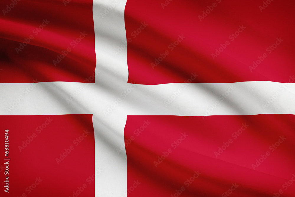Obraz premium Series of ruffled flags. Kingdom of Denmark.