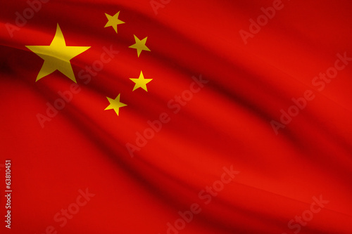 Photography Series of ruffled flags. People's Republic of China.