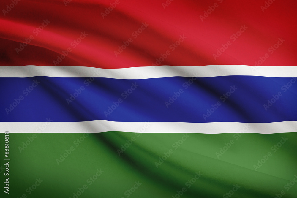 Series of ruffled flags. Republic of the Gambia. Series of ruffled flags. Republic of the Gambia.