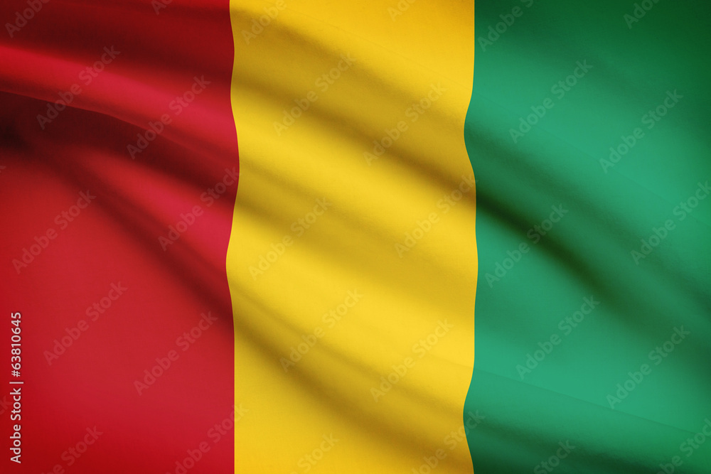 Series of ruffled flags. Republic of Guinea.