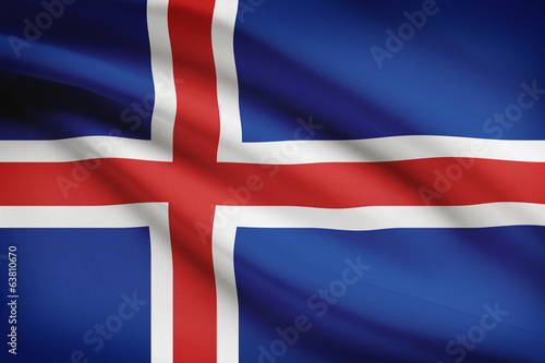 Series of ruffled flags. Republic of Iceland.