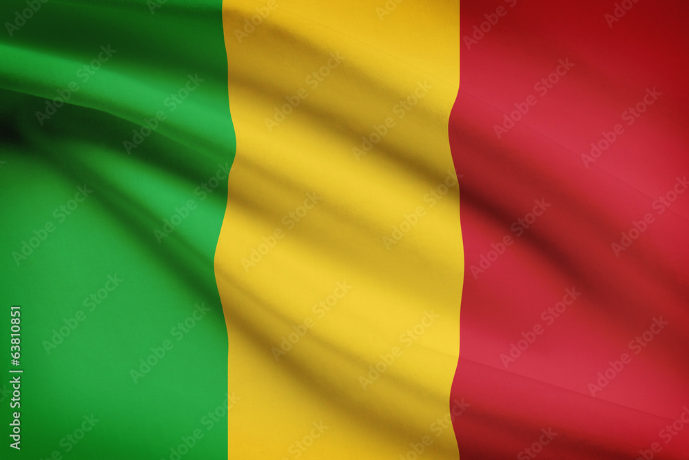 Series of ruffled flags. Republic of Mali. Series of ruffled flags. Republic of Mali.