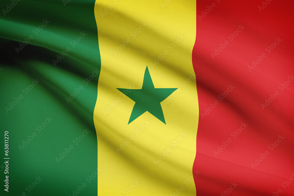 Series of ruffled flags. Republic of Senegal. Series of ruffled flags. Republic of Senegal.