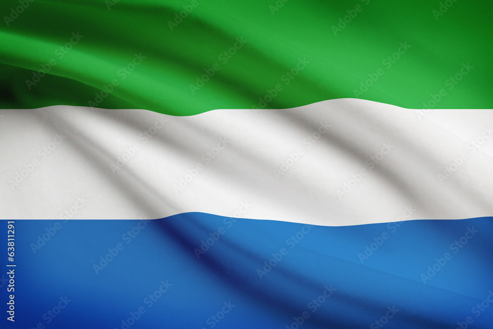 Fototapeta premium Seria potarganych flag. Republika Sierra Leone.