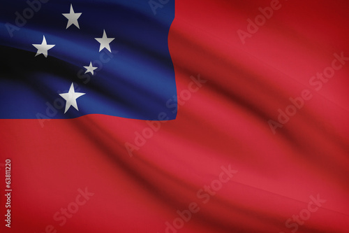 Series of ruffled flags. Independent State of Samoa.