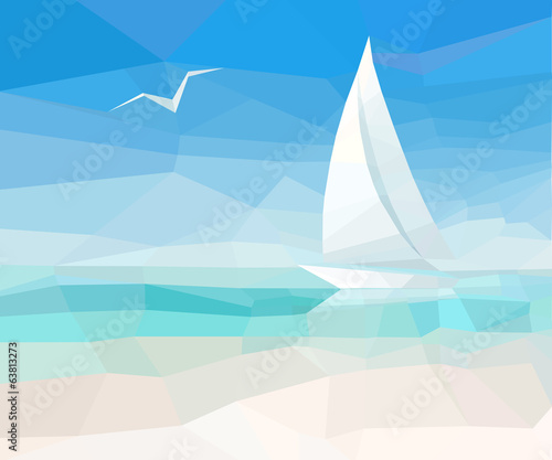 Marine abstract background with sailing ship