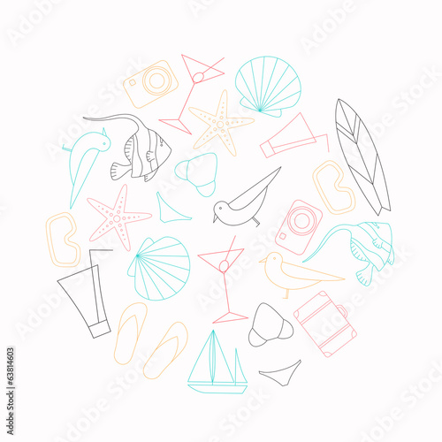 Vector Illustration of Summer Vacation Icons