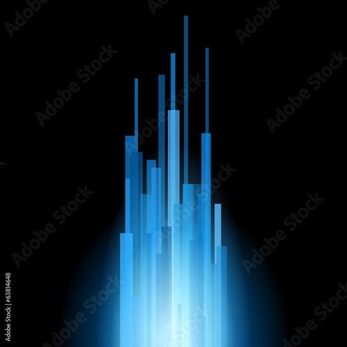 Blue Straight Lines Abstract on Black Background. Vector