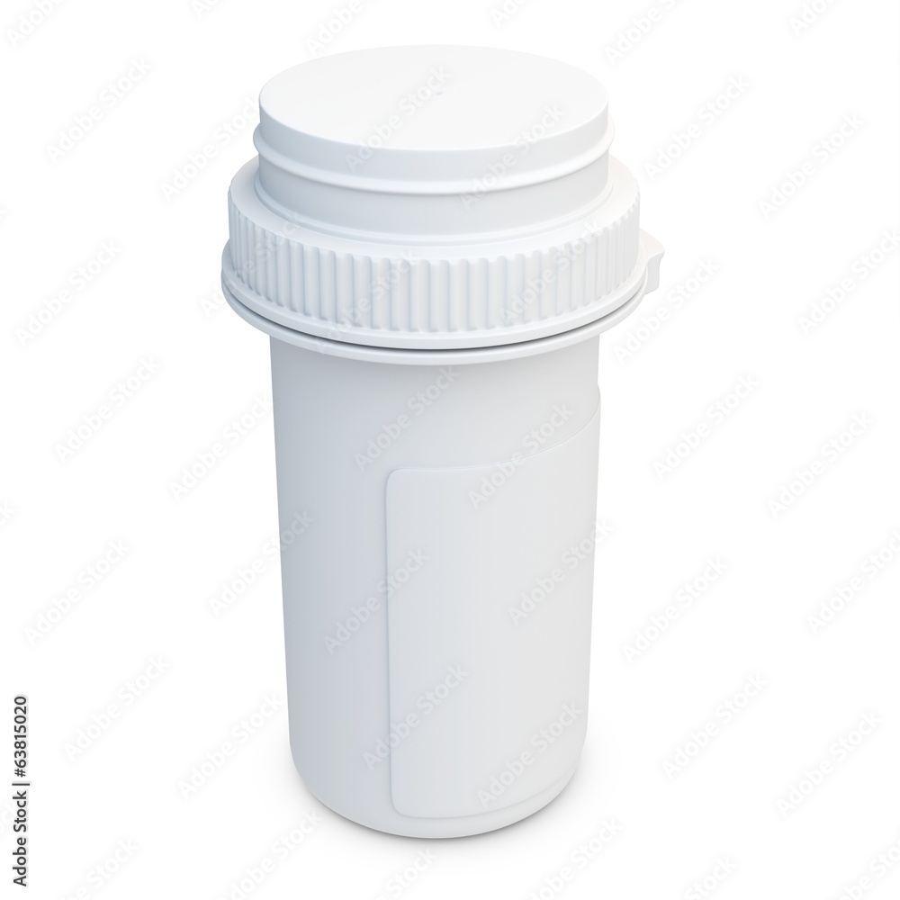 3d white blank plastic medical container