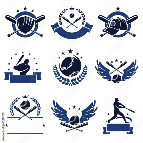 Baseball labels and icons set. Vector