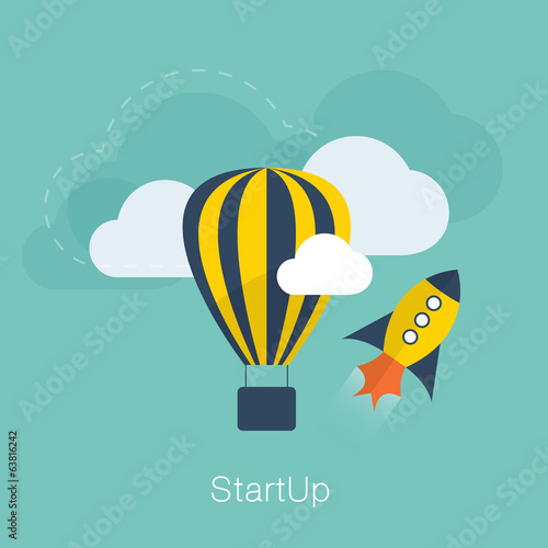 New project startup vector concept with flat cool colors