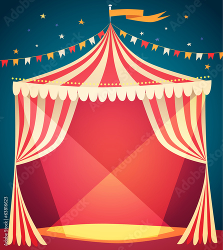 Circus tent poster. Vector illustration.