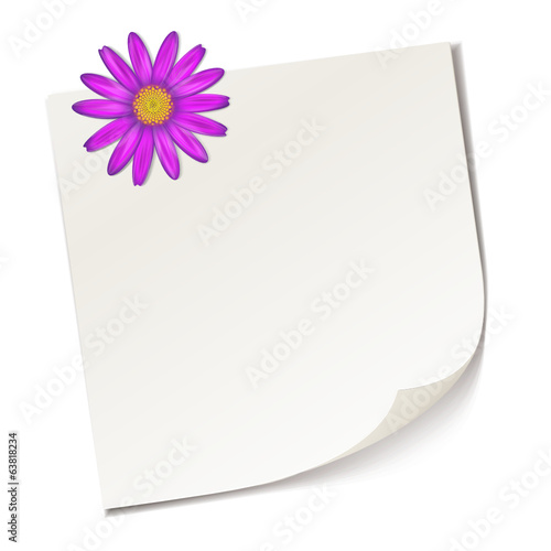 Notizzettel mit violetter Blüte