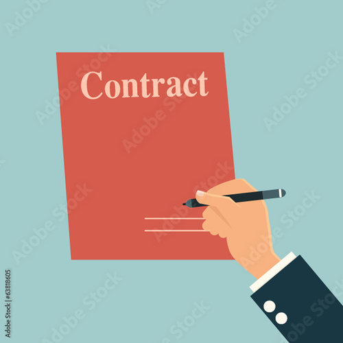 Businessman's hand with pen and contract signature.