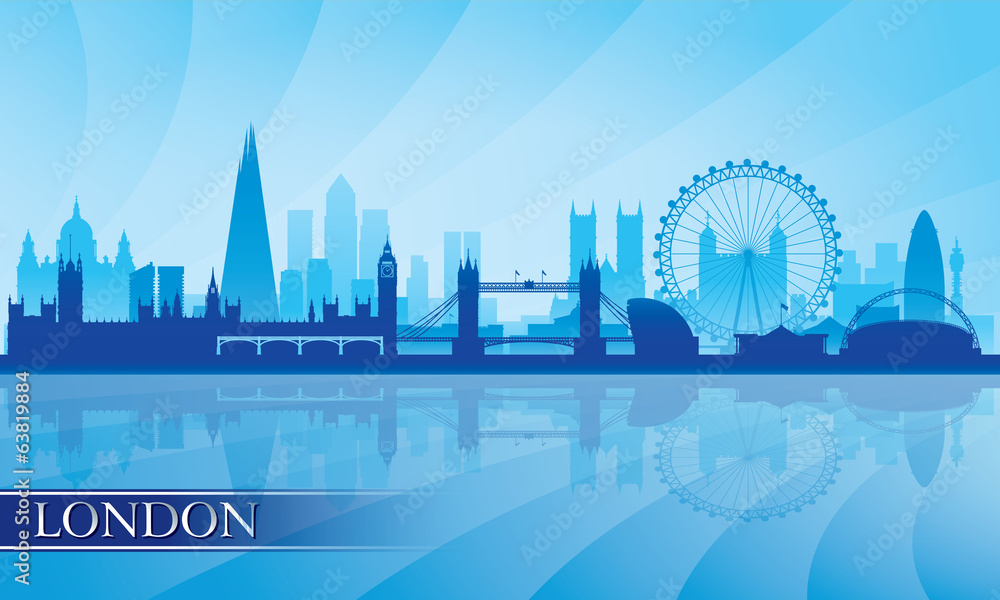 London city skyline silhouette background - obrazy, fototapety, plakaty 