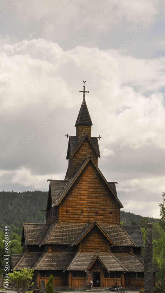 Heddal, Stabkirche, Dorf, Sommer, Roldal, Norwegen Heddal, Stabkirche, Dorf, Sommer, Roldal, Norwegen