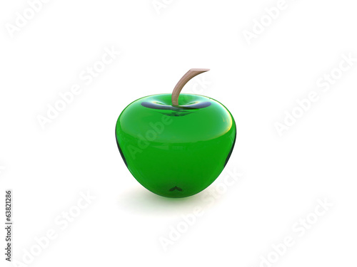 Glass apple isolated in white